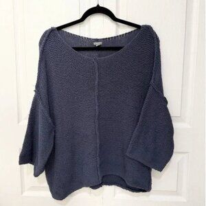 Women Aerie Oversized Knit Round Neck Sweater in Navy Blue Size Medium